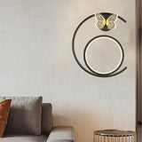 Maxbell Iron Wall Sconce Light Butterfly Lamp Light Home Corridor for Home Decor Black Left