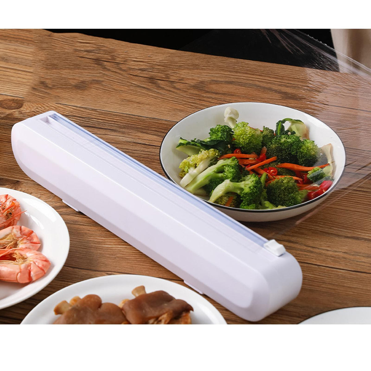 Maxbell Cling Film Dispenser with Plastic Wrap Holder Cutter Food Wrap Kitchen Tool