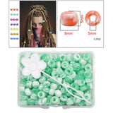 Maxbell 210Pc 5mm Candy Color Dreadlock Beads Cuffs Hair Braid Rings  Green