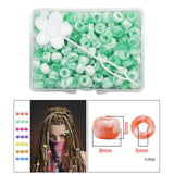 Maxbell 210Pc 5mm Candy Color Dreadlock Beads Cuffs Hair Braid Rings  Green