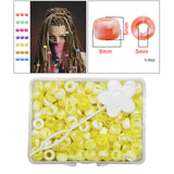 Maxbell 210Pc 5mm Candy Color Dreadlock Beads Cuffs Hair Braid Rings  Yellow