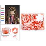 Maxbell 210Pc 5mm Candy Color Dreadlock Beads Cuffs Hair Braid Rings  Red