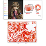 Maxbell 210Pc 5mm Candy Color Dreadlock Beads Cuffs Hair Braid Rings  Red