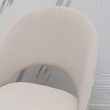 Maxbell Soft Short Back Curved Chair Cover Polyester Dining Room Arc Slipcover beige