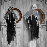 Maxbell Halloween Hanging Skull Ghost Creepy Door Hanger Wreath Props for Outdoor White Ghost