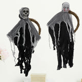 Maxbell Halloween Hanging Skull Ghost Creepy Door Hanger Wreath Props for Outdoor White Ghost