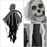 Maxbell Halloween Hanging Skull Ghost Creepy Door Hanger Wreath Props for Outdoor White Ghost