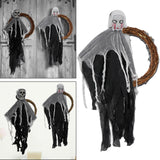 Maxbell Halloween Hanging Skull Ghost Creepy Door Hanger Wreath Props for Outdoor White Ghost