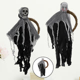 Maxbell Halloween Hanging Skull Ghost Creepy Door Hanger Wreath Props for Outdoor White Ghost