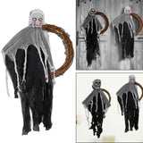 Maxbell Halloween Hanging Skull Ghost Creepy Door Hanger Wreath Props for Outdoor White Ghost