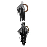 Maxbell Halloween Hanging Skull Ghost Creepy Door Hanger Wreath Props for Outdoor Black Ghost