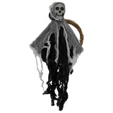 Maxbell Halloween Hanging Skull Ghost Creepy Door Hanger Wreath Props for Outdoor Black Ghost