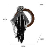 Maxbell Halloween Hanging Skull Ghost Creepy Door Hanger Wreath Props for Outdoor Black Ghost