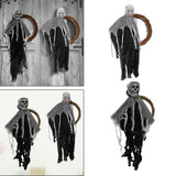 Maxbell Halloween Hanging Skull Ghost Creepy Door Hanger Wreath Props for Outdoor Black Ghost