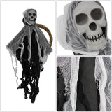 Maxbell Halloween Hanging Skull Ghost Creepy Door Hanger Wreath Props for Outdoor Black Ghost