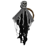 Maxbell Halloween Hanging Skull Ghost Creepy Door Hanger Wreath Props for Outdoor Black Ghost