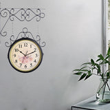 Maxbell 25cm Double Sided Retro Station Outdoor Garden Wall Clock Home Office Decor Black