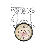 Maxbell 25cm Double Sided Retro Station Outdoor Garden Wall Clock Home Office Decor Black