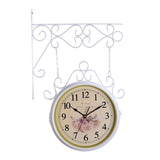 Maxbell 25cm Double Sided Retro Station Outdoor Garden Wall Clock Home Office Decor White