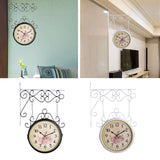 Maxbell 25cm Double Sided Retro Station Outdoor Garden Wall Clock Home Office Decor White