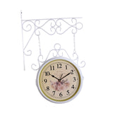 Maxbell 25cm Double Sided Retro Station Outdoor Garden Wall Clock Home Office Decor White