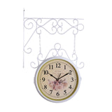 Maxbell 25cm Double Sided Retro Station Outdoor Garden Wall Clock Home Office Decor White