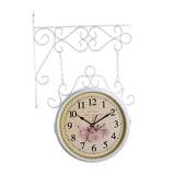 Maxbell 25cm Double Sided Retro Station Outdoor Garden Wall Clock Home Office Decor White