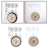 Maxbell 25cm Double Sided Retro Station Outdoor Garden Wall Clock Home Office Decor White