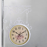 Maxbell 25cm Double Sided Retro Station Outdoor Garden Wall Clock Home Office Decor White