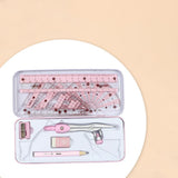Maxbell Math Geometry Kit Set 8Pcs Student Supplies Protractor for Drawings Students pink