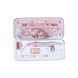 Maxbell Math Geometry Kit Set 8Pcs Student Supplies Protractor for Drawings Students pink