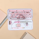 Maxbell Math Geometry Kit Set 8Pcs Student Supplies Protractor for Drawings Students pink