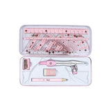Maxbell Math Geometry Kit Set 8Pcs Student Supplies Protractor for Drawings Students pink