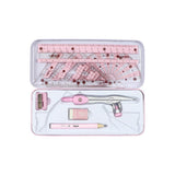 Maxbell Math Geometry Kit Set 8Pcs Student Supplies Protractor for Drawings Students pink