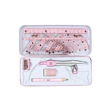 Maxbell Math Geometry Kit Set 8Pcs Student Supplies Protractor for Drawings Students pink