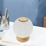 Maxbell Glass Ball Night Light Dimmable Bedroom Lamp Nursery Lights Yellow Wooden