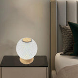 Maxbell Glass Ball Night Light Dimmable Bedroom Lamp Nursery Lights Yellow Wooden