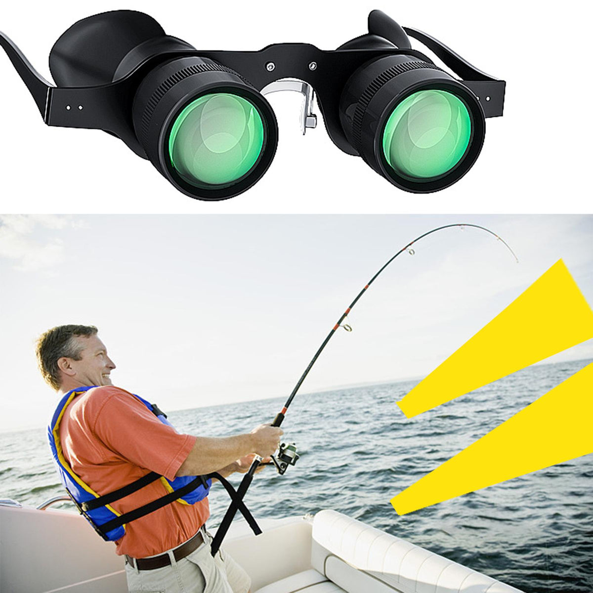 Maxbell Fishing Telescope Glasses High-Definition Easy to Adjust Hand-Free Set C