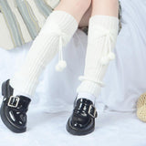 Maxbell Fashion Women Girls Uniform Knitted Leg Warmers Pile Up Stockings White