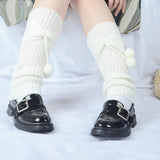 Maxbell Fashion Women Girls Uniform Knitted Leg Warmers Pile Up Stockings White