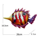 Maxbell Decorations Fish Metal Hanging Wall Art Decor for Bathroom Pool Red