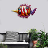 Maxbell Decorations Fish Metal Hanging Wall Art Decor for Bathroom Pool Red