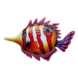 Maxbell Decorations Fish Metal Hanging Wall Art Decor for Bathroom Pool Red