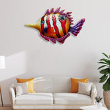 Maxbell Decorations Fish Metal Hanging Wall Art Decor for Bathroom Pool Red