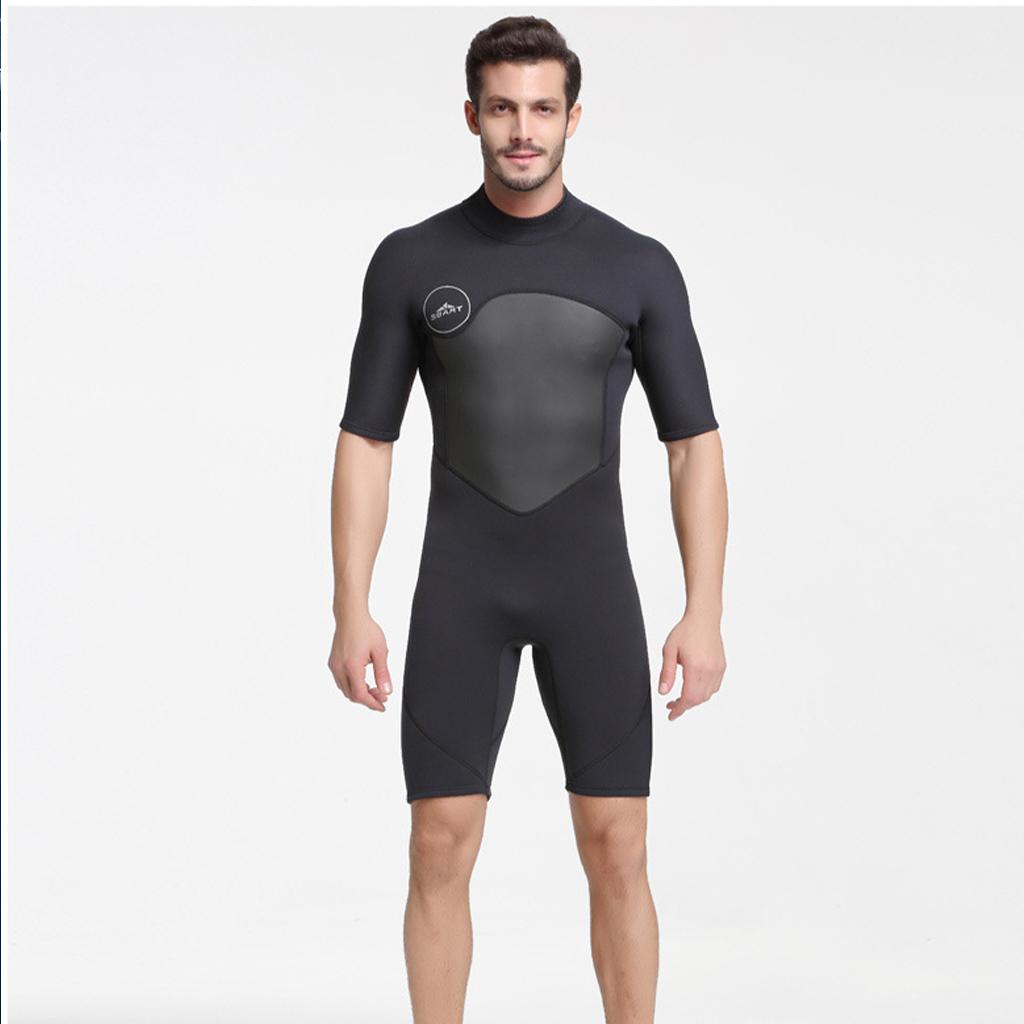 Maxbell Mens 2mm Shorty Wetsuit Diving Snorkeling Surfing Scuba Dive Suit Jumpsuit Black XXL