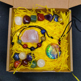 Maxbell Crystal Stone Rough Stone Set with Bracelet Home Desk Gemstones Decor