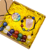 Maxbell Crystal Stone Rough Stone Set with Bracelet Home Desk Gemstones Decor