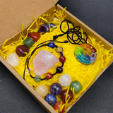 Maxbell Crystal Stone Rough Stone Set with Bracelet Home Desk Gemstones Decor