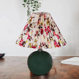 Maxbell LED Pleated Lamp Decor for Bedroom Office  Green Ceramic Flower Lampshade
