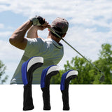 Maxbell 3Pcs Nylon Golf Club Head Cover Driver Wood Headcover Protector Blue White